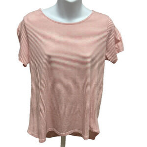 Fornia Womens Shirt Size Medium Orange Striped Top M Blouse Short Sleeve Casual